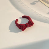 Flocking Bears Finger Ring Open Adjustable Sweet Cute Bear Rings Cartoon Index Ring Handmade Plush Bear Bowknot Jewelry Gift