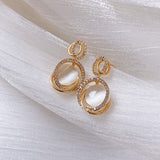 New Women's Luxury Opals Earrings In  Korean Fashion Jewelry Party Girls Temperament Accessories Unusual Earrings