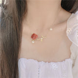 Elegant French Flower Necklaces for Women Clavicle Chain Necklace Pendant Jewelry