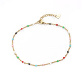 Enamel Anklet Stainless Steel Gold Color 23cm(9") long For Birthday Party And New Year Gifts , 1 Piece