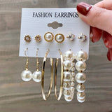 Fashion Gold Hoop Earrings Set Women Pearl Hoop Earrings Oversize Metal Circle Punk Earring Female Fashion Jewelry