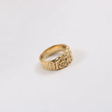 Brand Fashion Gold Minimalist Glossy Wide Rings Irregular Bump Rough Texture Geometric Finger Rings for Women Men Jewelry