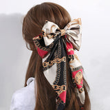 New Large Satin Bow Hairclip Girls Trendy Hairpin Women Chiffon Long Ribbon Ponytail Clip Barrettes Oversized Hair Accessories