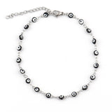 Stainless Steel Anklet Enamel Round Evil Eye Anklets Bracelets For Women Man Summer Jewelry Gifts 23cm(9") long, 1 Piece