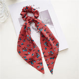 New Fashion Print Bow Scrunchies Hair Ribbon For Women Elastic Hair Band Girls Horsetail Hair Ties Hair Accessories