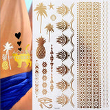 1 sheet Flash Boho Metallic Gold Feathers Shimmering Jewellery Festival Temporary Tattoo