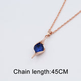 Irina Elegant Jewelry Rose Gold Color Women&#39;s/Girl&#39;s Blue Zircon Chain Necklace + Earrings Wedding Jewelry Sets Gifts