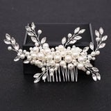 Silver Color Pearl Crystal Wedding Hair Combs Hair Accessories for Bridal Flower Headpiece Women Bride Hair ornaments Jewelry