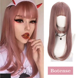 Synthetic Long straight hair black comic bangs girl wig natural bangs cosplay Lolita party Heat-resistant wig