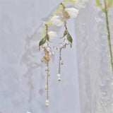 Trendy Asymmetric Dangle Earrings For Women Shiny Crystal Flower Butterfly Long Tassel Cute Cat Earring Sweet Jewelry