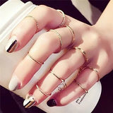 5pcs Korean Simple Design Wavy Ring Set For Women Personality Temperament Mini Pearl Elegant Lovely Circle Ring Gold Color