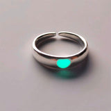 Luminous Love Heart Ring Glow In Dark Fashion Adjustable Couples Rings Silver Color Pink Blue Light Jewelry Gift For Lover