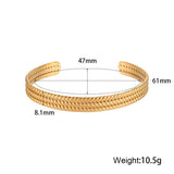 Waterproof Adjustable Stainless Steel Open Cuff Bangles Bracelets For Women Fashion Heart Round Braid  Gold Plated Bangle