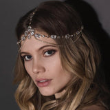 Crystal Forehead Headband Wedding Bridal Hair Chain Headpiece for Women Rhinestone Waterdrop Head Chain Headwear Hair Jewelry