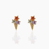 Lost Lady New Ins Inlaid Colorful Zircon Earrings Cute Gold-plated Zircon Stud Earrings For Women Girls Fashion Piercing Jewelry