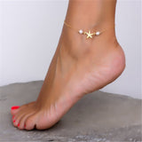 Trendy Starfish Anklet Feet Bracelet For Women Imitation Pearls Beach Footwear Anklets Boho Style Party Summer Jewelry