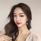 New vintage fantasy resin geometric asymmetrical pearl stud earrings, Korean long tasselled women's earrings new jewelry