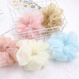 Fashion Big Size Organza Hair Scrunchies for Women Elastic Hair Ties Girls Headwear Ponytail Holder Hair Bands Hair Accessories