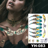 Waterproof Temporary Tattoo Sticker Flowers Mandala Henna Gold Silver Metallic Flash Tatoo Boho Lotus Jewelry Glitter Body Art