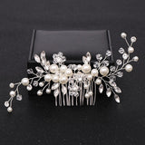 Silver Color Pearl Crystal Wedding Hair Combs Hair Accessories for Bridal Flower Headpiece Women Bride Hair ornaments Jewelry