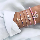 Boho Geometric Bracelet & Bangle Sets For Women Vintage Star Map Hand Heart charm Beads Chains Fashion Jewelry Accessories