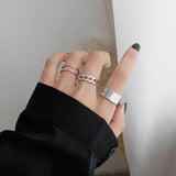 LATS 7pcs Fashion Jewelry Rings Set Hot Selling Metal Hollow Round Opening Women Finger Ring for Girl Lady Party Wedding Gifts