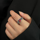 New Fashion Creative Colorful Love Heart Ring for Women's Party Birthday Silver Color Open Ring Lover Girlfriends Jewelry Gift