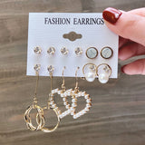 Fashion Gold Hoop Earrings Set Women Pearl Hoop Earrings Oversize Metal Circle Punk Earring Female Fashion Jewelry