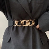 Mtcytea Fashion Chain Belt Elastic Metal Waist Belts for Women Ladies Coat Dress Belt Waistband