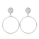 Simple Round Metal Drop Earrings For Women Gold Color Pendientes Statement Earring Fashion Jewelry Accessories bijoux femme
