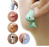 Mtcytea Trendy Cute Animal Bite Earring Cartoon Soft Clay Animal Earrings Tyrannosaurus Earrings Dinosaur Stud Ear Party Fun Gifts