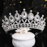 Luxury Blue Rhinestone Crystal Wedding Crown Bride Tiaras And Crowns Queen Diadem Pageant Crown Bridal Hair Jewelry Accessories