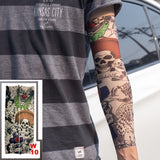 Mtcytea 1pc new 40cm tattoo sleeve color styles elastic Fake 100%nylon Arm stocking Buddha Wolf Dragon Skull design halloweend cool men