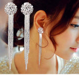 New Gold Color Long Crystal Tassel Dangle Earrings for Women Wedding Drop Earring Fashion Jewelry Gifts