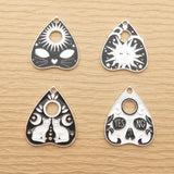 10pcs 21x21mm Enamel Sun Moon Cat Ghost Charm for Jewelry Making Earring Pendant Necklace Bracelet Accessories Diy White Plated