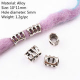 Mtcytea 5 Pcs Retro Silver Metal Hair Braid Dread Dreadlock Beard Beads Rings Tube Appro 6mm Inner Hole Jewelry 40 Style