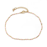 Enamel Anklet Stainless Steel Gold Color 23cm(9") long For Birthday Party And New Year Gifts , 1 Piece