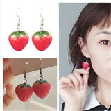 New Fruit strawberry earring female lovely girl simulation red strawberry dangle earring for women fine jewelry accessories DIY