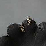 Sterling Silver European Style 14k Gold Earrings For Women Simple Olive Branch Leaf Earrings Sweet Cute Student Jewelry