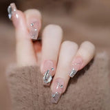 false nails with designs acrylic for nail Imitation Pearl Lace Bowknot press on nails Charming Pre Design fake nails with glue