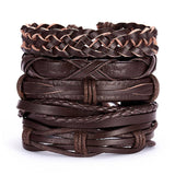 Mtcytea Men Bracelets Vintage Multilayer Leather Braid Bracelets Bangles Star Leaf Owl Handmade Rope Wrap Bracelets Male Gift Jewlery