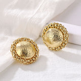 Retro Alloy Metal Round Hoop Earrings for Women Fashion Gold Color Silver Color Bohemian Jewelry Earrings Party Gift