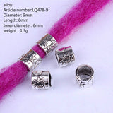 Mtcytea 5 Pcs Retro Silver Metal Hair Braid Dread Dreadlock Beard Beads Rings Tube Appro 6mm Inner Hole Jewelry 40 Style