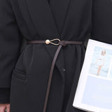 New Thin Knot Belts For Women Soft Pu Leather Belt Black Coffee Straps Wild Long Dress Coat Accessories Lady Waistband