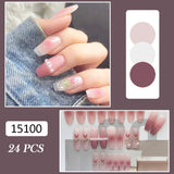 24Pcs Coffin Pink False Nails 3D Heart Diamond y2k Mid-length Fake Nails Full Finished Tulip Pattern Fake Nail Patches For Girls