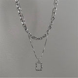 Mtcytea  New Senior Fashion Women Pendant Necklaces Fine Double Link Chain Metal Heart Party Necklace Jewelry Gift