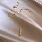 new Simple ladies bamboo shaped pendant Korean women's collarbone chain exquisite gift  fashion jewelry short necklace
