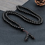 Shiny Black Natural Stone Beaded Necklace Obsidian Matte Onyx 108 Mala Beads Wrap Bracelet Meditation Yoga Jewelry for Women Men