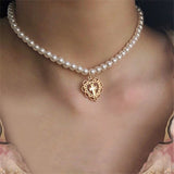 New Fashion Four Pearl Choker Necklaces Girl Summer Luxury Baroque Pearl Pendant Clavicle Chain For Women Jewelry Gift