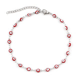 Stainless Steel Anklet Enamel Round Evil Eye Anklets Bracelets For Women Man Summer Jewelry Gifts 23cm(9") long, 1 Piece